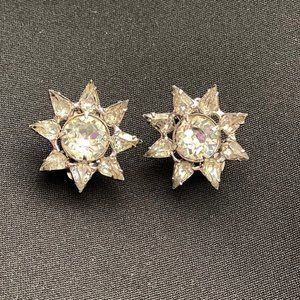 Eisenberg Dentelle Faceted Crystal Clip Earrings